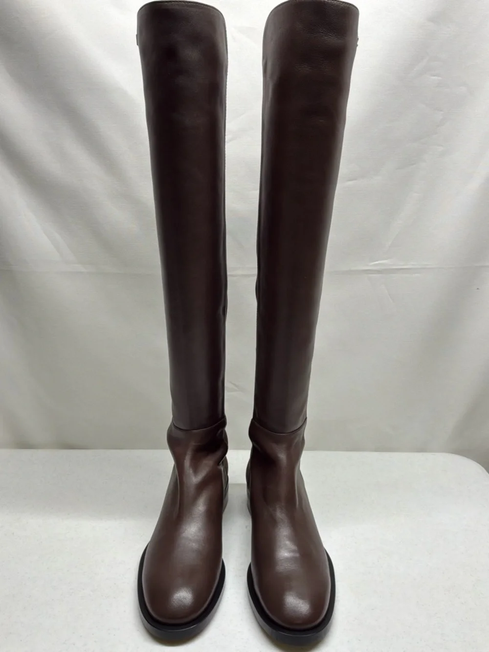 Stuart Weitzman Keelan Brown Leather and Microstretch Knee Boots Size 4.5